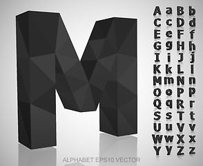 Image showing Set of Gray 3D polygonal Letters with reflection. EPS 10 vector.