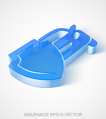 Image showing Insurance icon: extruded Blue Transparent Plastic Car And Shield, EPS 10 vector.