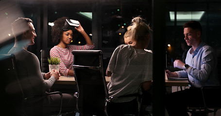 Image showing Multiethnic Business team using virtual reality headset