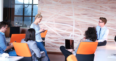 Image showing Startup Business Team At A Meeting at modern office building