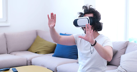 Image showing man using VR-headset glasses of virtual reality