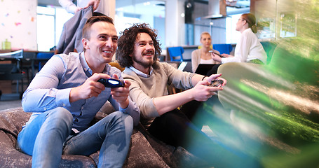 Image showing Office Workers Playing computer games