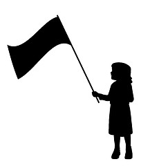 Image showing Little girl holding flag