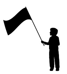 Image showing Little boy holding flag
