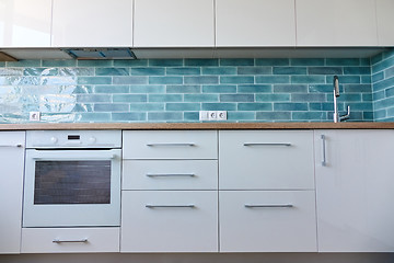 Image showing Interior of a small white kitchen