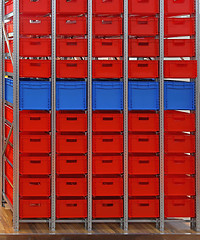 Image showing Crates in Shelf