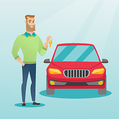 Image showing Man holding keys to his new car.