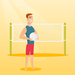 Image showing Young caucasian beach volleyball player.