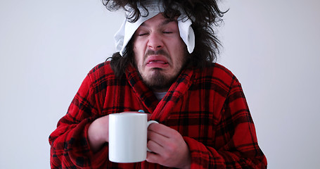 Image showing Man with flu and fever