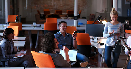 Image showing Startup Business Team At A Meeting at modern office building