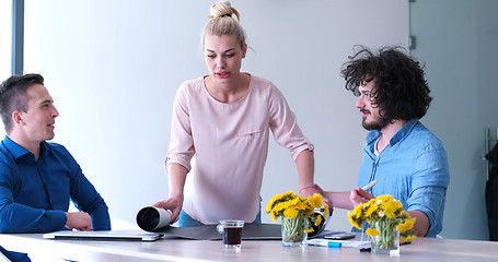 Image showing Startup Business Team At A Meeting at modern office building