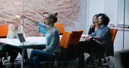 Image showing Startup Business Team At A Meeting at modern office building