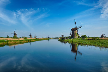 Image showing Windmills at Kinderdijk in Holland. Netherlands