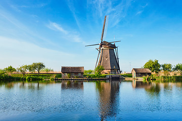 Image showing Windmills at Kinderdijk in Holland. Netherlands