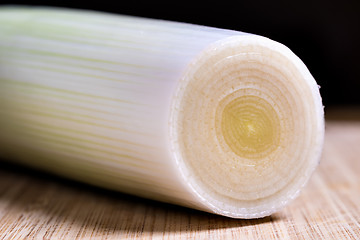 Image showing Closeup of white fresh sliced leek