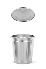 Image showing Metal trash can with lid