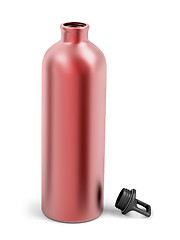 Image showing Red metal water bottle