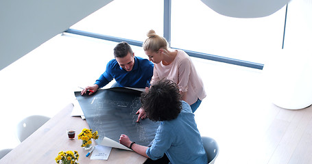 Image showing Startup Business Team At A Meeting at modern office building