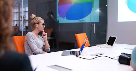 Image showing Startup Business Team At A Meeting at modern office building