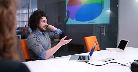 Image showing Startup Business Team At A Meeting at modern office building