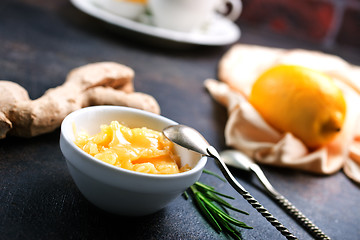 Image showing honey with lemon and ginger