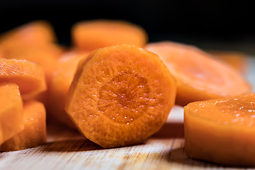 Image showing Closeup of orange carot slices