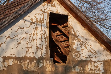 Image showing Abandoned house roof and attic