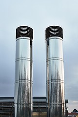 Image showing Two Industrial Chimneys