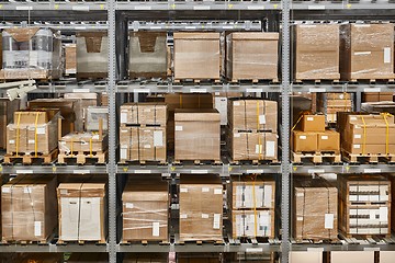 Image showing Warehouse with stocked shelves