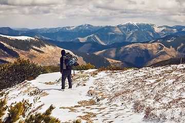 Image showing Hiking in the mountains