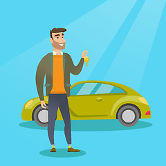 Image showing Man holding keys to his new car.