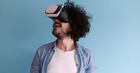 Image showing man using VR headset glasses of virtual reality