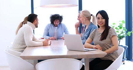 Image showing Startup Business Team At A Meeting at modern office building