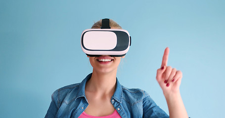 Image showing woman using VR headset glasses of virtual reality