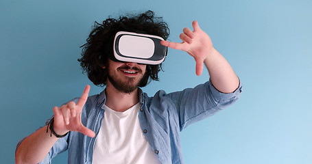 Image showing man using VR headset glasses of virtual reality