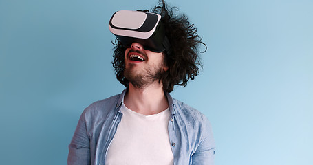 Image showing man using VR headset glasses of virtual reality