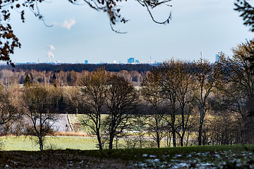 Image showing Landscape with trees and Munich in background in Bavaria, German