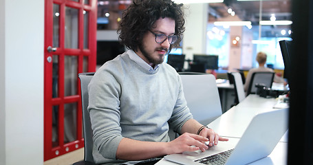 Image showing businessman working using a laptop in startup office