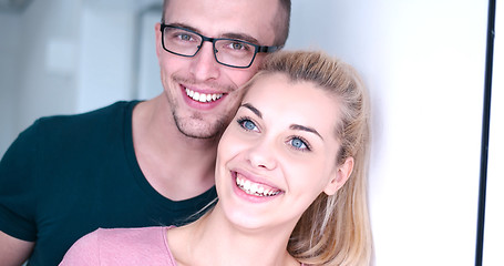 Image showing young couple enjoying morning coffee