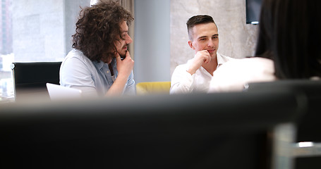 Image showing Startup Business Team At A Meeting at modern office building