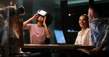 Image showing Multiethnic Business team using virtual reality headset