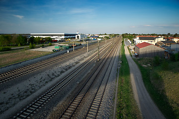 Image showing Train tracks in a countryside