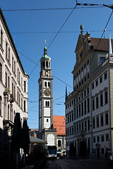 Image showing Tower of St. Peter and townhall in Augsburg