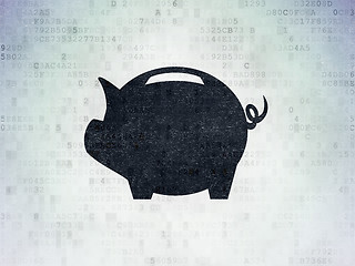 Image showing Money concept: Money Box on Digital Data Paper background