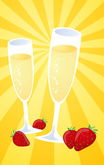 Image showing Champagne and strawberries illustration