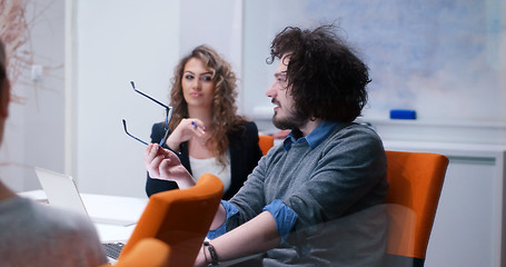 Image showing Startup Business Team At A Meeting at modern office building