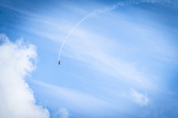 Image showing Veteran airplane makes a loop in the sky