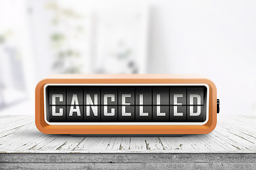 Image showing Cancelled message on a retro alarm clock