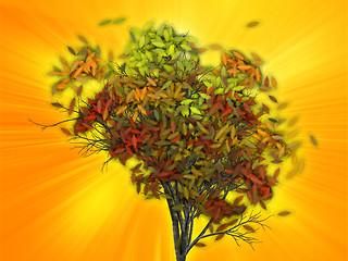 Image showing Tree with falling leaves, illustration