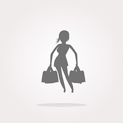 Image showing shopping woman icon vector, shopping woman icon, shopping woman icon picture, shopping woman icon flat, shopping woman icon, shopping woman web icon, shopping woman